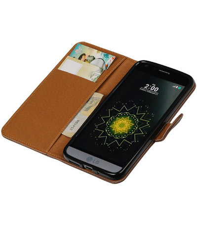 Mocca Pull-Up PU booktype wallet cover hoesje voor LG G5