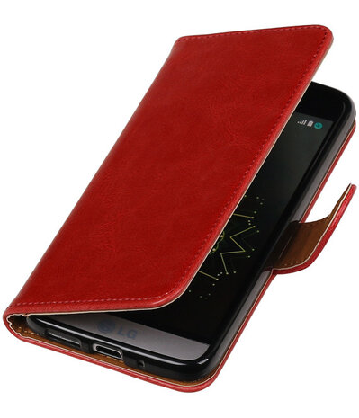 Rood Pull-Up PU booktype wallet cover hoesje voor LG G5