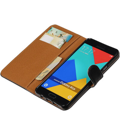 Zwart Pull-Up PU booktype wallet cover hoesje voor Samsung Galaxy A5 2016