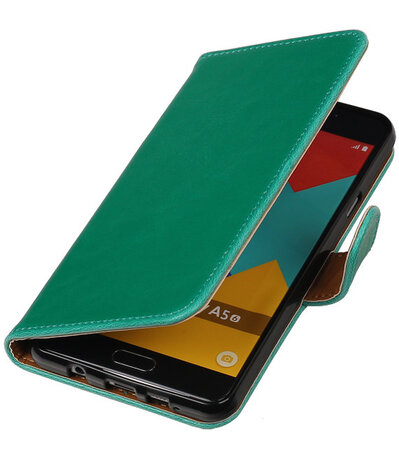 Groen Pull-Up PU booktype wallet cover hoesje voor Samsung Galaxy A5 2016
