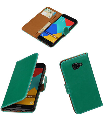 Groen Pull-Up PU booktype wallet cover hoesje voor Samsung Galaxy A5 2016