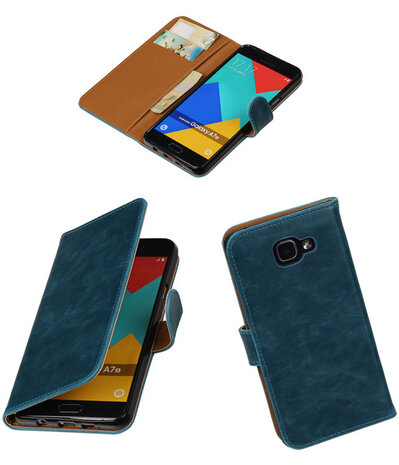 Blauw Pull-Up PU booktype wallet cover hoesje voor Samsung Galaxy A7 2016