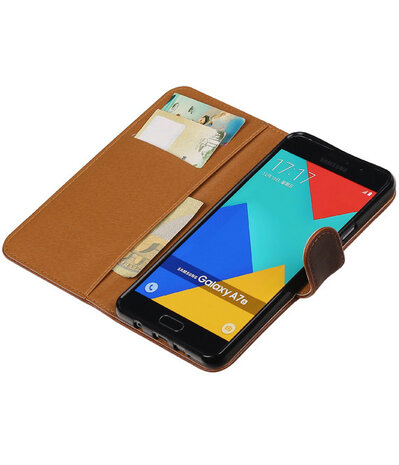 Mocca Pull-Up PU booktype wallet cover hoesje voor Samsung Galaxy A7 2016