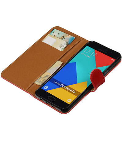 Rood Pull-Up PU booktype wallet cover hoesje voor Samsung Galaxy A7 2016