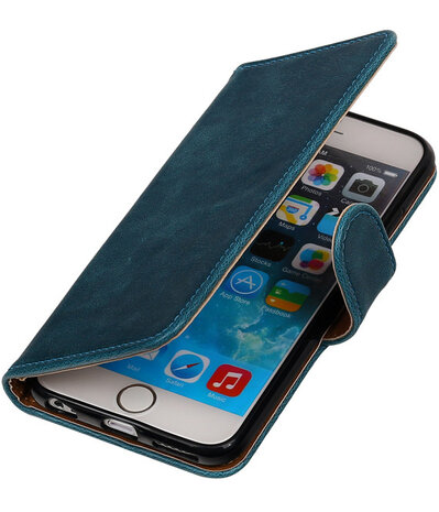 Blauw Pull-Up PU booktype wallet cover hoesje voor Apple iPhone 6 / 6s Plus