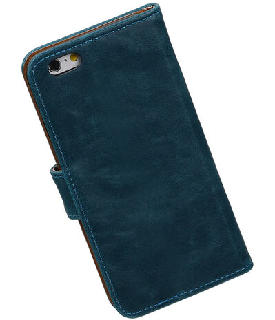 Blauw Pull-Up PU booktype wallet cover hoesje voor Apple iPhone 6 / 6s Plus