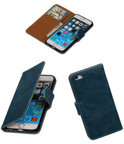 Blauw Pull-Up PU booktype wallet cover hoesje voor Apple iPhone 6 / 6s Plus