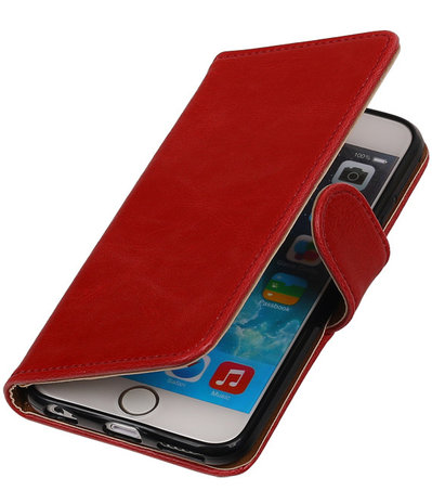 Rood Pull-Up PU booktype wallet cover hoesje voor Apple iPhone 6 / 6s Plus