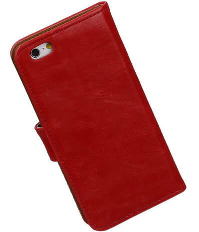 Rood Pull-Up PU booktype wallet cover hoesje voor Apple iPhone 6 / 6s Plus