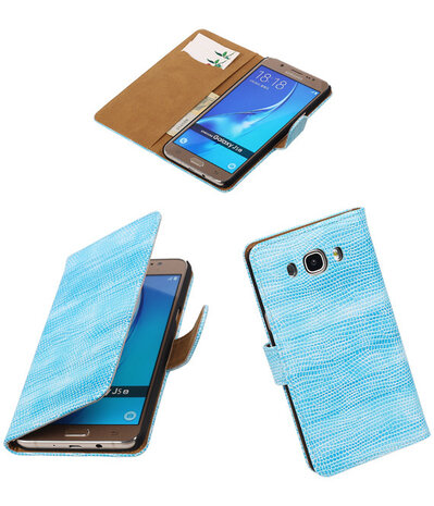 Turquoise Mini Slang booktype cover hoesje voor Samsung Galaxy J5 2016
