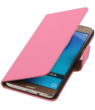 Roze Effen booktype cover hoesje voor Samsung Galaxy J5 2016