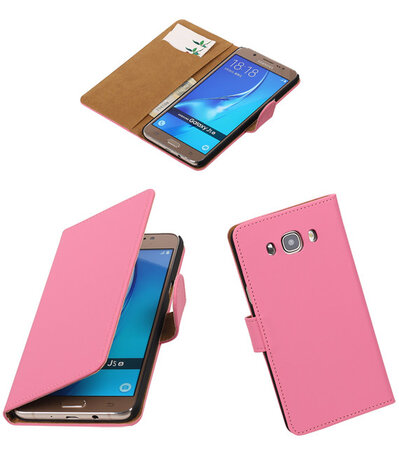 Roze Effen booktype cover hoesje voor Samsung Galaxy J5 2016