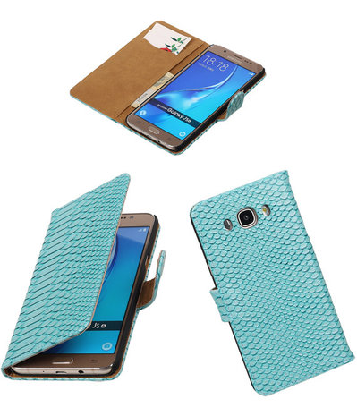 Turquoise Slang booktype cover hoesje voor Samsung Galaxy J5 2016