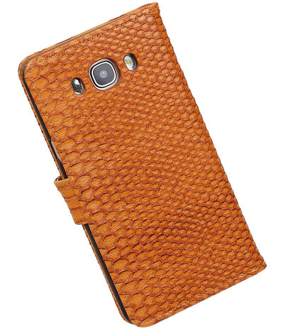 Bruin Slang booktype cover hoesje voor Samsung Galaxy J7 2016