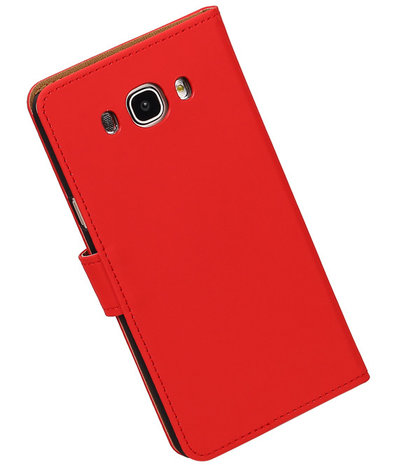 Rood Effen booktype cover hoesje voor Samsung Galaxy J7 2016