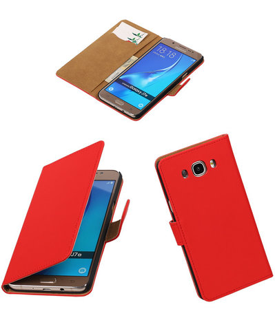 Rood Effen booktype cover hoesje voor Samsung Galaxy J7 2016