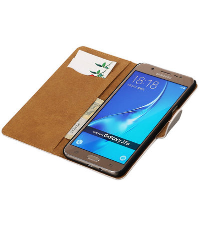 Wit Effen booktype cover hoesje voor Samsung Galaxy J7 2016