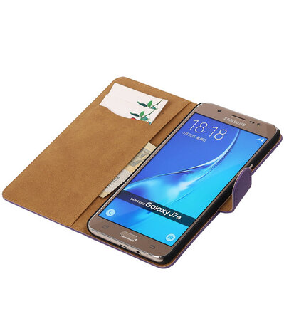 Paars Effen booktype cover hoesje voor Samsung Galaxy J7 2016