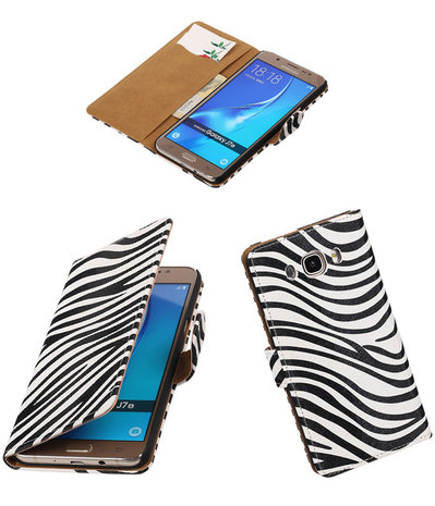 Zebra booktype cover hoesje voor Samsung Galaxy J7 2016