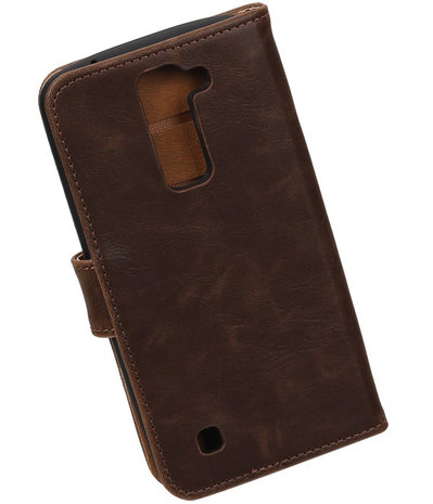 Mocca Pull-Up PU booktype wallet cover hoesje voor LG K7