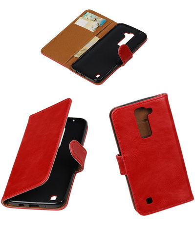 Rood Pull-Up PU booktype wallet cover hoesje voor LG K7