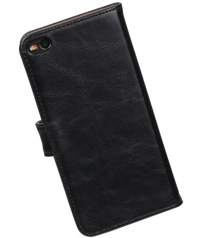 Zwart Pull-Up PU booktype wallet cover hoesje voor HTC One X9
