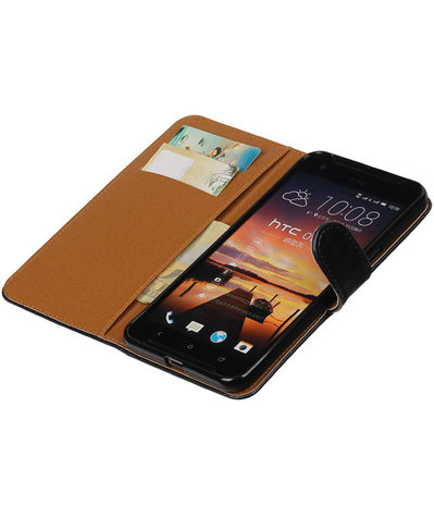 Zwart Pull-Up PU booktype wallet cover hoesje voor HTC One X9