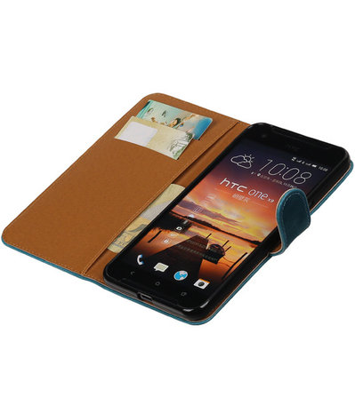 Blauw Pull-Up PU booktype wallet cover hoesje voor HTC One X9
