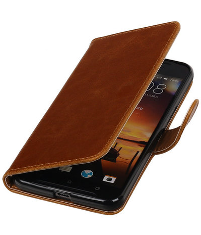 Bruin Pull-Up PU booktype wallet cover hoesje voor HTC One X9