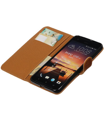 Bruin Pull-Up PU booktype wallet cover hoesje voor HTC One X9