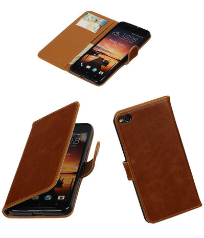 Bruin Pull-Up PU booktype wallet cover hoesje voor HTC One X9