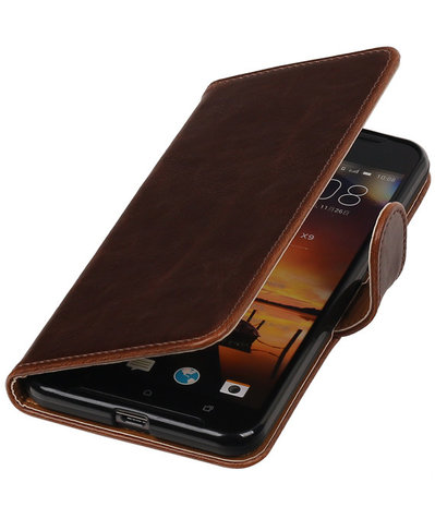 Mocca Pull-Up PU booktype wallet cover hoesje voor HTC One X9