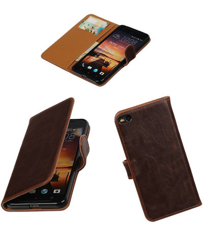 Mocca Pull-Up PU booktype wallet cover hoesje voor HTC One X9