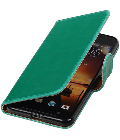 Groen Pull-Up PU booktype wallet cover hoesje voor HTC One X9
