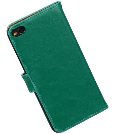 Groen Pull-Up PU booktype wallet cover hoesje voor HTC One X9