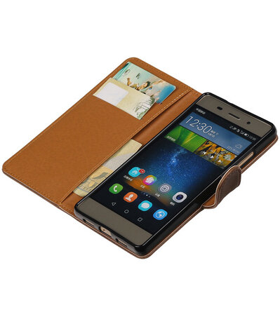 Mocca Pull-Up PU booktype wallet cover hoesje voor Huawei P8 Lite