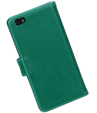 Groen Pull-Up PU booktype wallet cover hoesje voor Huawei P8 Lite