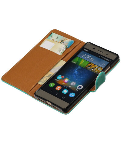 Groen Pull-Up PU booktype wallet cover hoesje voor Huawei P8 Lite
