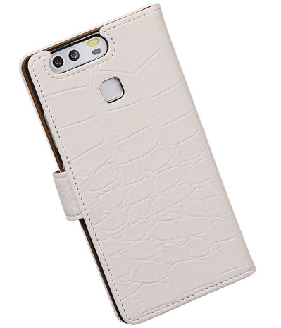 Wit Krokodil booktype cover hoesje voor Huawei P9