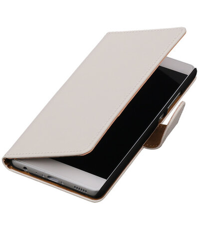 Wit Effen booktype cover hoesje voor Huawei P9
