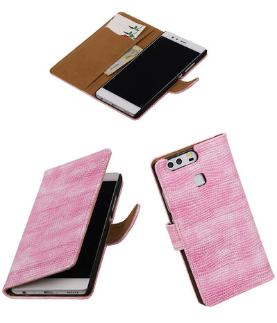 Roze Mini Slang booktype cover hoesje voor Huawei P9