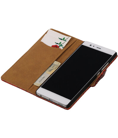 Rood Slang booktype cover hoesje voor Huawei P9