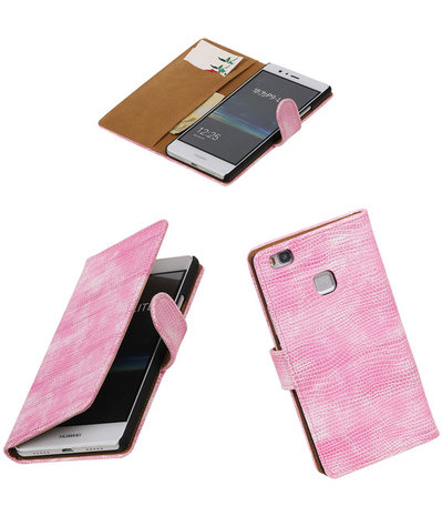 Roze Mini Slang booktype cover hoesje voor Huawei P9 Lite