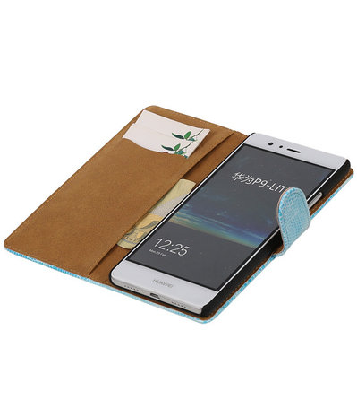 Turquoise Mini Slang booktype cover hoesje voor Huawei P9 Lite