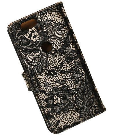 Huawei Nexus 6P - Lace Zwart Booktype Wallet Hoesje