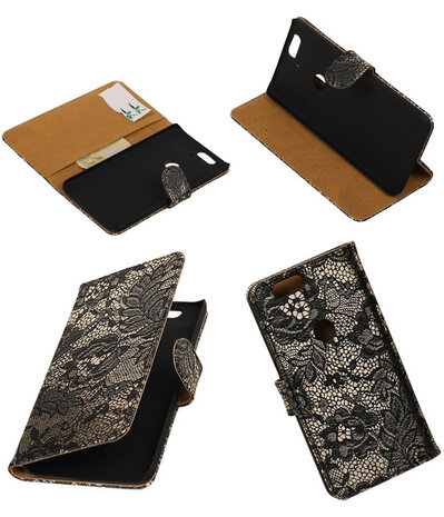 Huawei Nexus 6P - Lace Zwart Booktype Wallet Hoesje