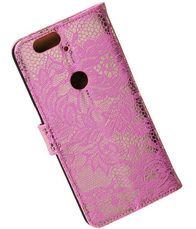 Huawei Nexus 6P - Lace Roze Booktype Wallet Hoesje