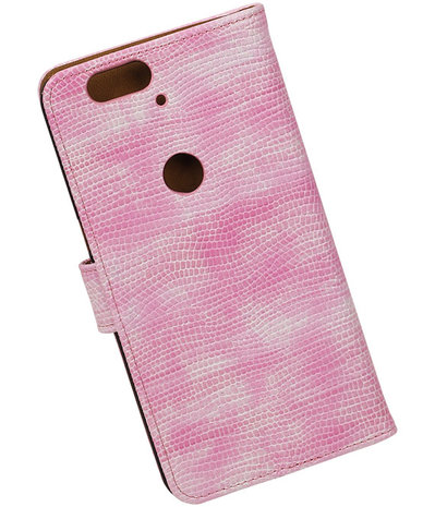 Huawei Nexus 6P - Mini Slang Roze Booktype Wallet Hoesje