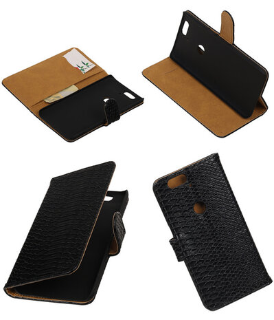Huawei Nexus 6P - Slang Zwart Bookstyle Wallet Hoesje