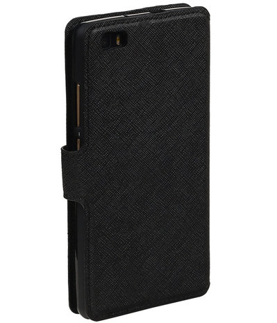 Zwart Huawei P8 Lite TPU wallet case booktype hoesje HM Book